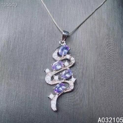 KJJEAXCMY fine jewelry 925 sterling silver inlaid Natural Tanzanite Women trendy elegant Chinese style gem pendant necklace supp