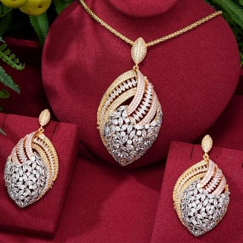 Shiny Gorgeous Cubic Zirconia Wedding Collection Necklace Earrings Jewellery Set Fashion Luxury Bridal Jewelry Accessories