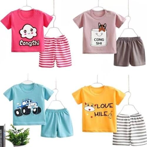 Newborn Baby Boys Girls Clothing Set Summer Cotton Childrens Thin Short Sleeve T-shirt + Shorts Two Piece Set 2021 New