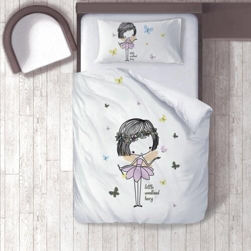 Duvet Cover Set Bedding Set Pillow Case for Baby and Kids Room 3D Printed White Fairy Girl Butterfly Model 145