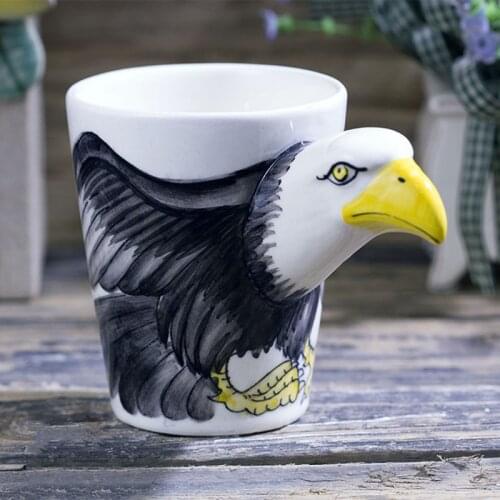 Creative Animal Coffee Mug Eagle Ceramic Mug Painted Cartoon Cup Personalized Gift
