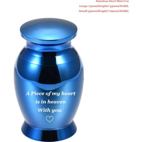 2.8/1.7 Inch Height Small Urn For Human/Pet Ashes-Mini Cremation Urn Funeral Keepsake Urn "A piece of my heart is in Heaven"