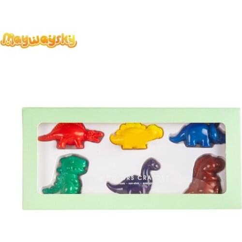 Maywaysky 3D Dinosaur Washable Toddler Crayons 6 Colors Non Toxic For Children Gift