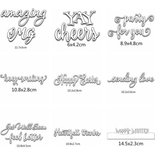 Letters Keep Smiling Metal Cutting Dies Stencil for DIY Scrapbooking Photo Album Embossing Paper Card Making Decorative Crafts