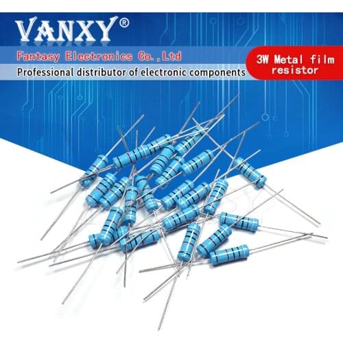 10pcs 3W Metal film resistor 1% 1R ~ 1M 1R 4.7R 10R 22R 33R 47R 1K 4.7K 10K 100K 1 4.7 10 22 33 47 4K7 ohm