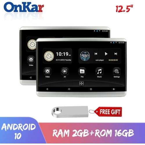 ONKAR 12.5 Inch Andrroid 10 Headrest Monitor 2GB+16GB 1920*1080 4K 1080P Video Dual Bluetooth/Wifi/USB/SD/HDMI/FM/Mirrorlink