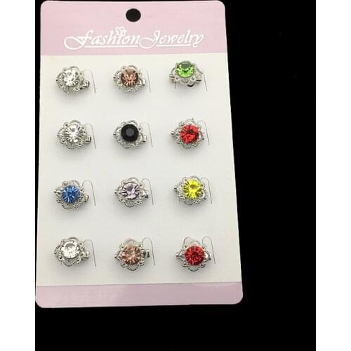 Crystal Rhinestones Small Flower Muslim Hijab Pins Set Women Collar Lapel Pin Jewelry Accessories Gifts