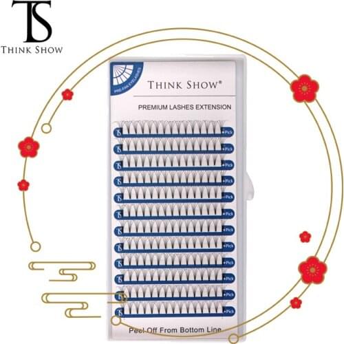 THINKSHOW Lashes 12 Lines Premade Russian Volume Fans 3D/4D/5D Russian Volume Eyelash Extension Premade Lash Extension
