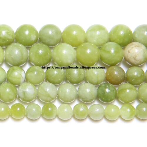 Natural China Lt Green Jades Stone Round Loose Beads 4 6 8 10 12MM Pick Size For Jewelry Making