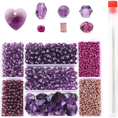Wholesale mixed shape beads set Crystal beads Faceted Austria beads charm Glass Beads Loose Spacer Beads for Jewelry making DIY
