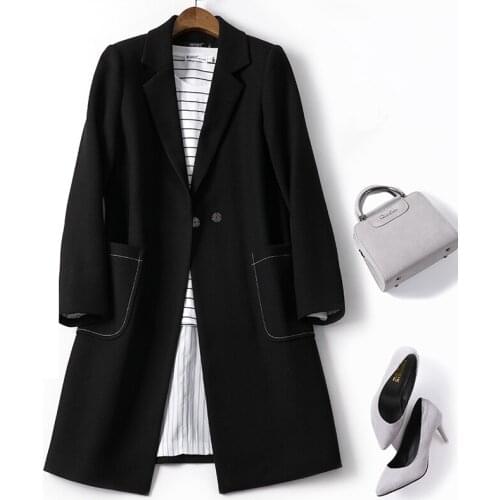 2020 Autumn England Style Black Long Windbreaker Women Fashion Thin Office Long Sleeve Slim Trench Coat For Women Clothes H412