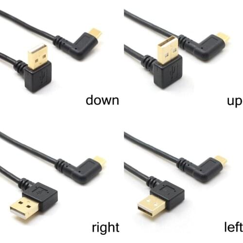 20CM USB 2.0 A Male 90 Degrees Right Left Up Down angled Elbow to USB 3.1 Type C Elbow male Converter Data Sync Charging Cable