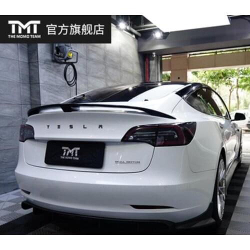 High Quality Dry Carbon Fiber Car Rear Trunk Lip Spoiler Wing Fits For Tesla Model 3 Mini GT 2018 2019 2020 2021