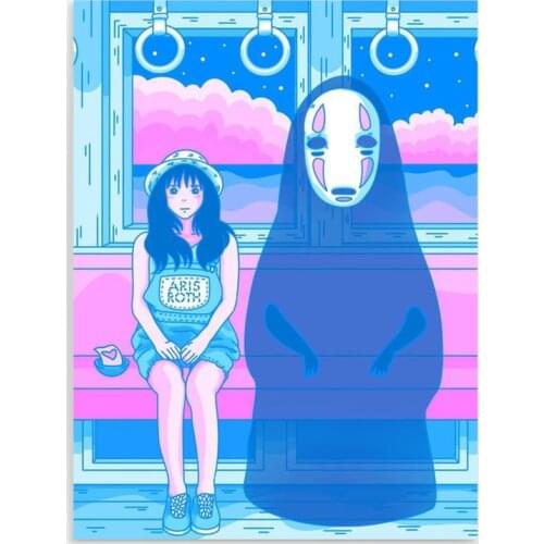 HD Print Spirited Away Poster Wall Art Train Colorful Cloud Canvas Painting Home Decor Bedroom Modular Anime Role Pictures Frame