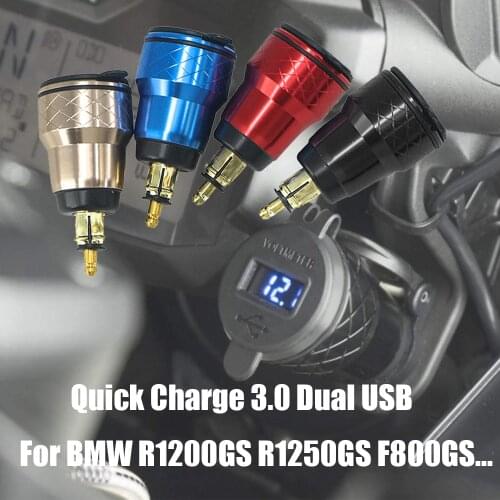 Quick Charge 3.0 Dual USB For BMW R1250GS R1200 GS F800GS Motorcycle Charger Plug Socket Cigarette Lighter Adapter LED Display