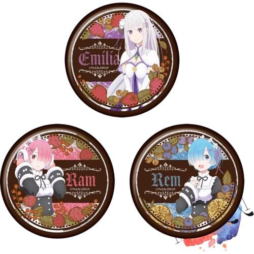 Rezero Anime Rem Ram Emilia Re:Zero kara Hajimeru Isekai Seikatsu Relife Metal Badge Brooch Pins