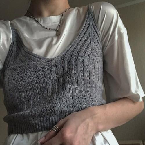 Richkeda Store New 2021 Womens Top Fashion Knitted Crop Tops Cotton Tank Crop Tops Lingerie Underwear Streetwear Mujer