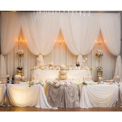 4M x 8M luxury White color Wedding Backdrop with romantic Swag stage curtain marriage decoration