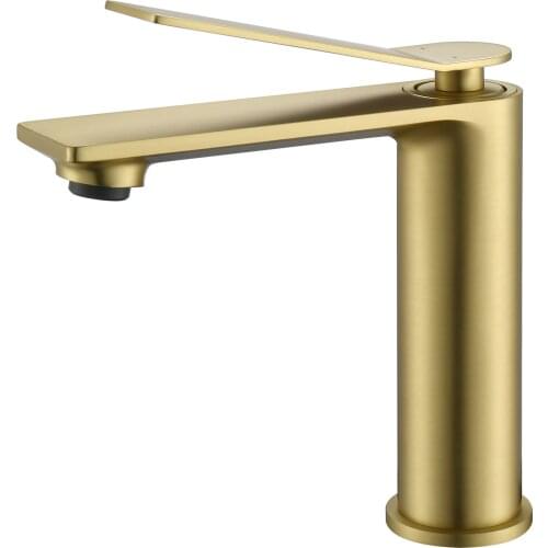 Luxury Brushed gold Brass Bathroom sink faucet Fashion Design Artistic Basin mixer Tap Single hole Single handle Top Quality