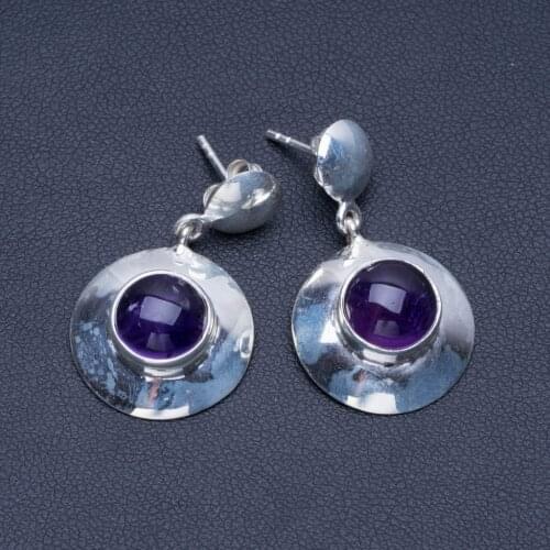 Natural Amethyst 925 Sterling Silver Earrings 1" Q1670