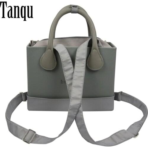 Tanqu O Bag Style huntfun Rubber Silicon Square Bag with inner pocket round Handle With belt strap Women handbag shoulder