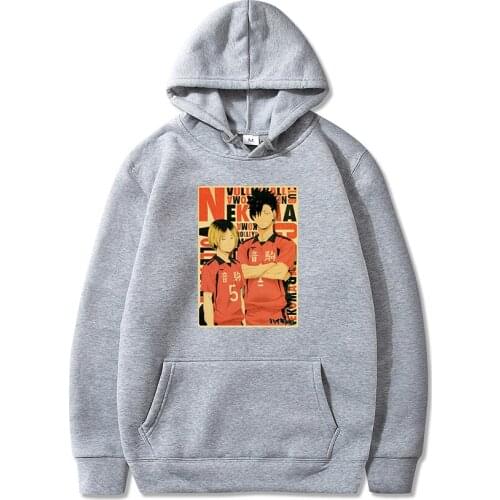 Anime Hoodie Haikyuu Nekoma Kuroo Kozume Manga Hoodies Man Women Plus Size Pullover Fleece Sweatshirt Harajuku Dropship Clothes
