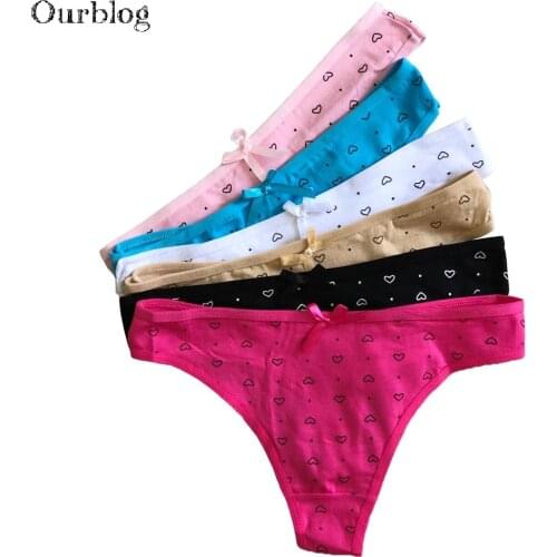 OURBLOG 5pcs/lot Womens cotton panties Girl Briefs sexy thong low-waist cotton ladies underwear T pants Briefs M L XL