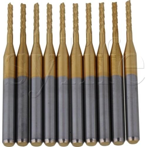 TiN Coated Carbide End Mill Engraving Bits Blade Diameter 1.4mm Pack of 10