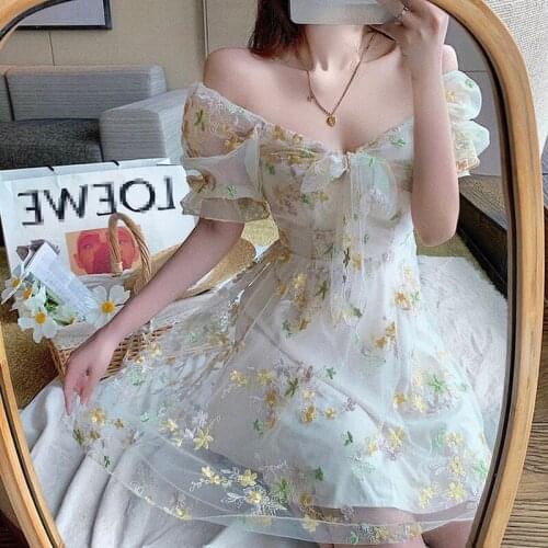 Spring Fairy Dress Women Elegant Sweet Party Dress Pink Female Sexy Mesh Patchwork Lace Chiffon Kawaii Dresses Summer 2021 New