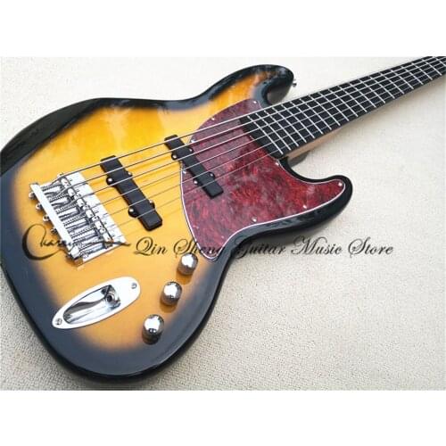 Order booking 6 strings electric guitar bass,jb bass,black yellow body,maple neck rosewood fingerboard