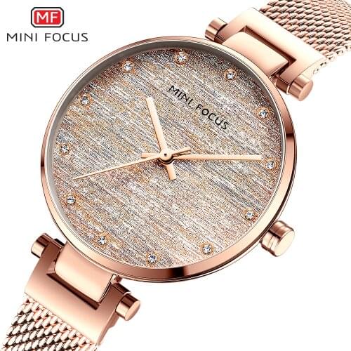MINI FOCUS Women Luxury Quartz Watches Waterproof Stainless Steel Mesh Strap Ladies Wrist Watches Top Brand Bracelet Clock