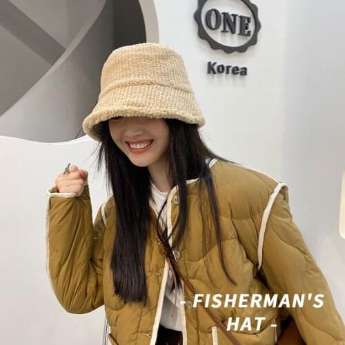 Winter wool Bucket Hat For Women Vacation Wide Brim Beach Hat Foldable Bucket Hat large Brim Cap 4 Color