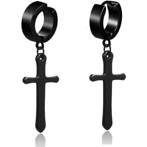 1pc Punk Gothic Stainless Steel Dangle Earring Clip on Earring Drop Earrings Fashion Women Men Rock Jewelry