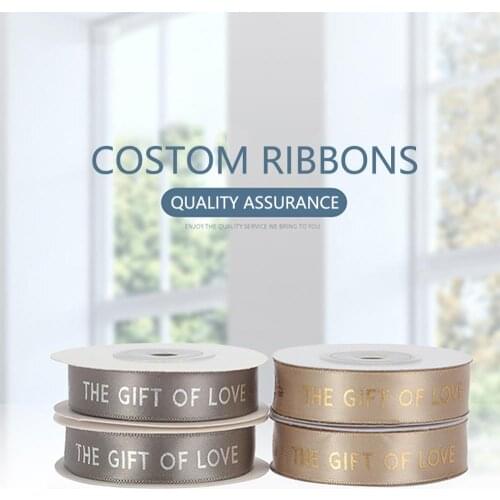15MM 9M THE GIFT OF LOVE Printed Polyester Ribbon for Wedding Christmas Birthday Party Cake Decorations DIY Card Gifts Wrapping