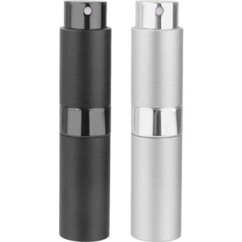 2 Pcs Bottle Of Perfume, 8 Ml Portable Travel Mini Bottle Refillable Empty Perfume Atomizer, Black & Silver