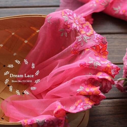 2yards/lot 18cm wide Embroidered Tulle Lace trim mesh Lace Ribbon~~French Lace Fabric