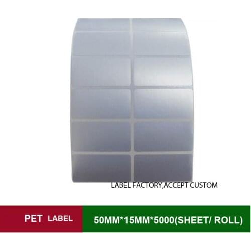 50x15mmx5000sheets per roll Polyethylene label accept customized order with other size ink ribbon sticker