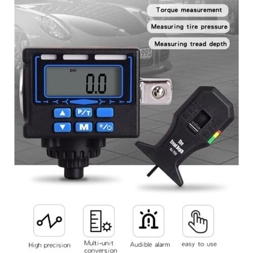 LCD Digital Tire Pressure Gauge Car Bike Tyre Repair 2in1 Torque Wrench Adapter 203F