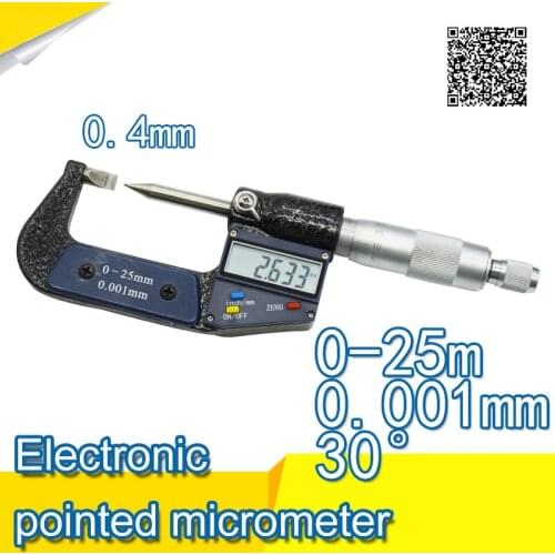 Electronic tip flat head micrometer 0-25mm conical degree 30 Sheet thickness 0.4mm Electronic blade micrometer
