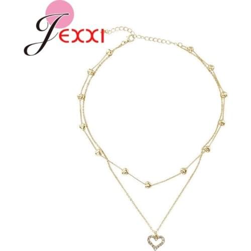 New Arrival 100% Real 925 Sterling Silver Gold Color Hear Shape Pendant Necklaces For Women Fashion Jewelry Wholesale