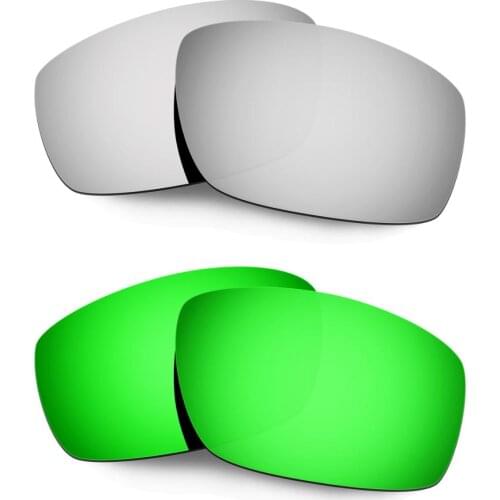 HKUCO For Splinter Sunglasses Replacement Polarized Lenses 2 Pairs - Silver&Green
