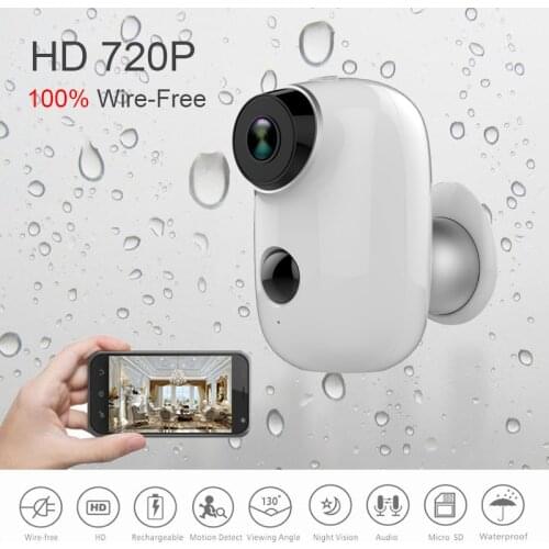 HD 720P wireless waterproof IP camera battery outdoor night vision remote control 130 degree wide angle mini security camera