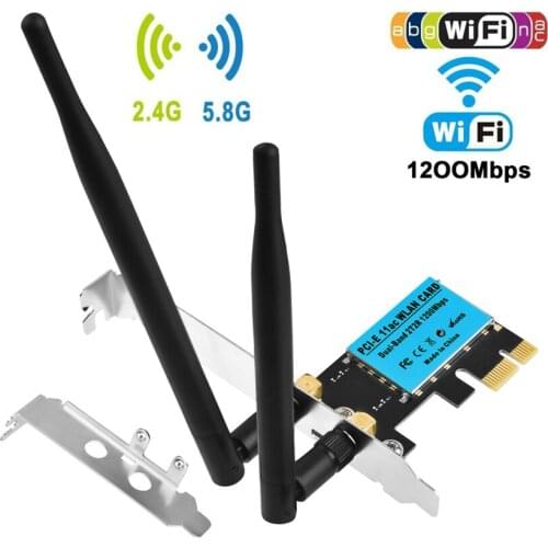 1200Mbps PCI-E Wireless WiFi Card 2.4G/5G Dual Band Network Adapter for Desktop