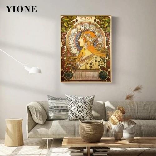 Nordic Zodiac Constellation Poster Famous Art Nouveau Figure Woman Wall Picture Print Interior Decoration Painting for Bedroom