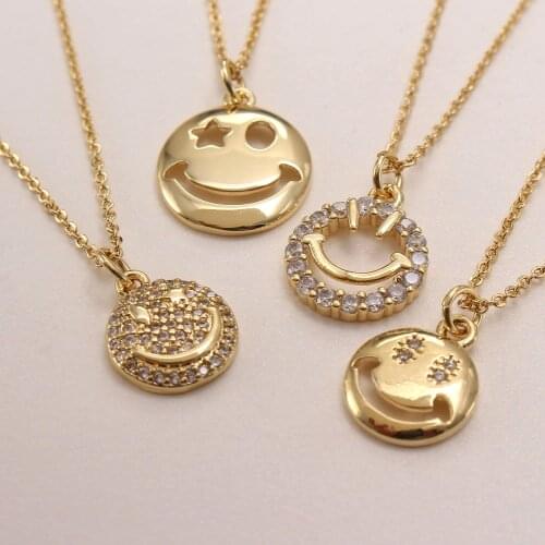 MHS.SUN AAA Zircon Smiley Pendant Necklace Jewelry Fashion Women/Men Adjustable Chain Necklace Choker Jewelry For Party Gift 1PC