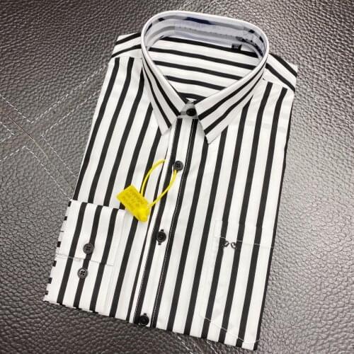 Brand Men Shirt Long Sleeve Slim Chemise homme 100% Cotton Shirts men Business Male Dress Shirts Plus size Striped Camisas