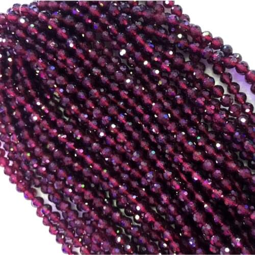 Natural Genuine AAA High Quality Red Garnet Hand Cut Faceted Round Loose Small Beads 3mm 4mm 15" 04308-G