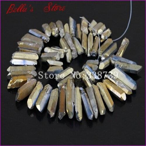 Rough Titanium Gold Quartz Point Drilled Briolettes Beads Natural Druzy Faceted Nugget Raw Quartz Crystal Pendant