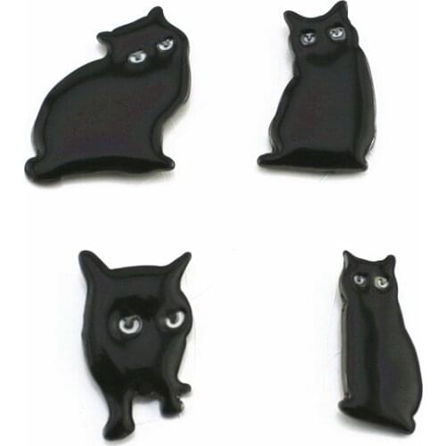 2020 new cartoon style fashion black enamel cat small cute animal series girl brooch