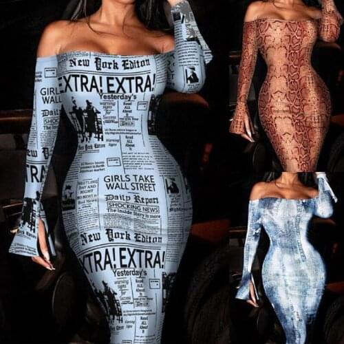 Autumn Women Bodycon Dress Sexy Streetwear Boho Long Sleeve Ladies Clothing Letter Print Dress Spring Vintage Dresses Vestidos